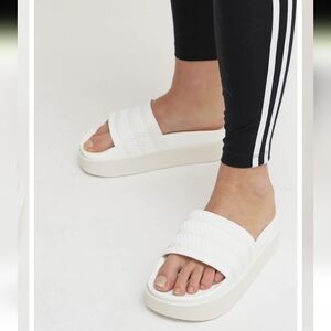 Adidas Adilette Bonega Platform pool slides,3-Stripes sandals